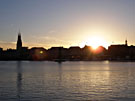 Alster Sonnenuntergang, Stadtsilhouette